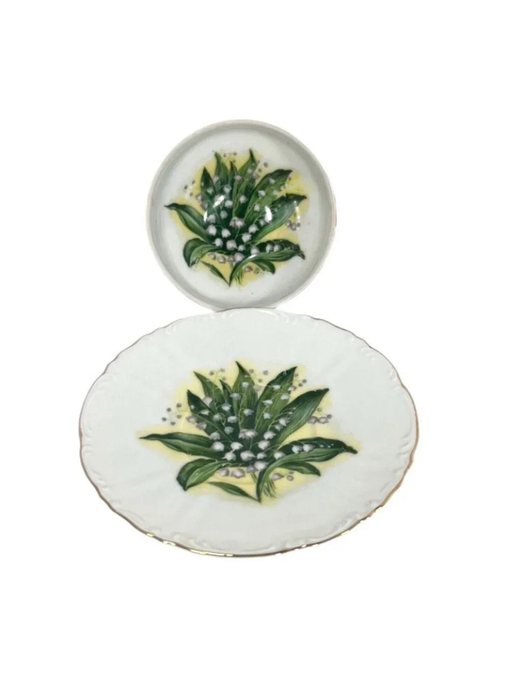 Vtg Norcrest Tea Cup Saucer Set Lily Of The Valley Floral Gold Trim Japan 5/986
